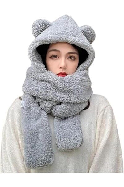 Generic Winter Hat with Scarf Cute Bear Hat Warm Fur Hat Winter Hat for Extre...