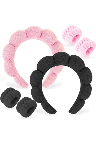 Ahoney 2 Set Spa Headbands & Wristbands, Terry Cloth Puffy Makeup Accessories...