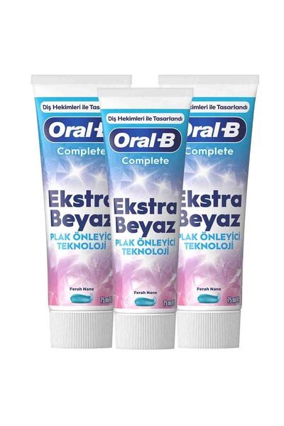 Oral-B Complete Extra White Zinc-Containing Toothpaste 75 ml X3