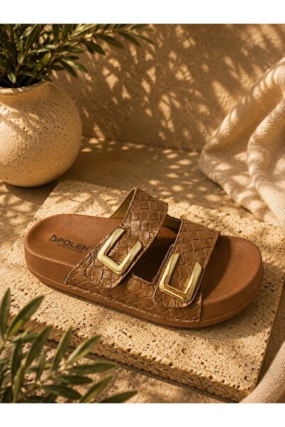 Dadak's Polen Double Buckle Knitted Detailed Soft Sole Comfortable Orthopedic...