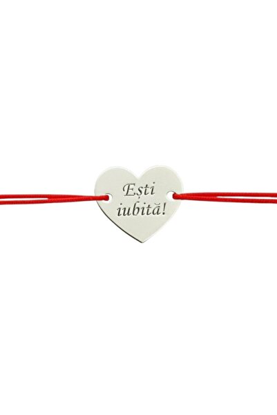 OEM Brățară cu șnur și inimă "Ești iubit/ă!" din AG925 12mm – șnur reglabil