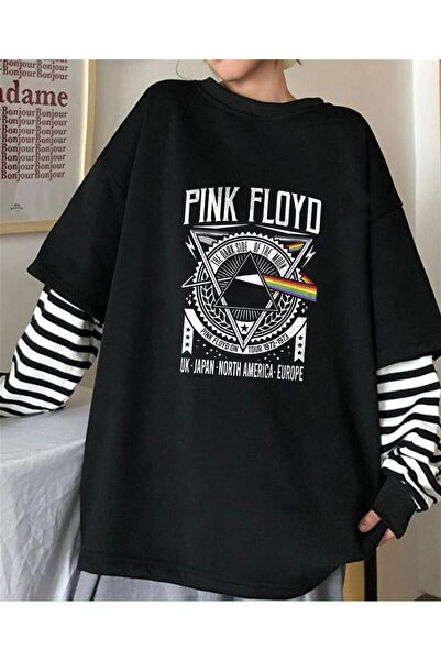 DEEFWEAR Pink Floyd Printed Fake Sleeves Unisex Black T-Shirt