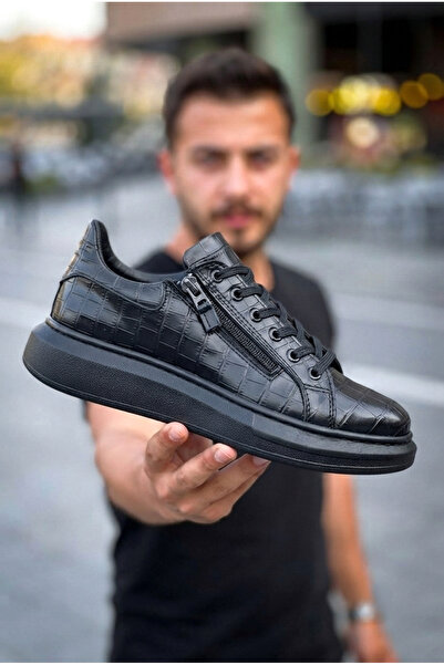 Zerenyus Мъжки ежедневни маратонки ZRK-X309 Premium Alexandre Black с цип и в...