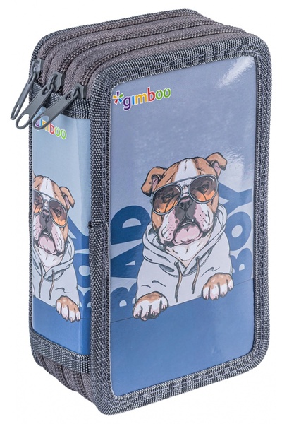 MC Micostore School pencil case GIMBOO with accessories 3 compartments Bulldo...