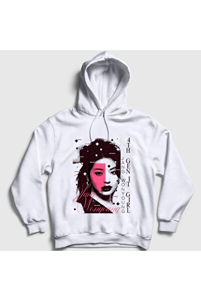 Presmono Unisex White Jang Wonyoung V2 K-Pop Ive Hooded Sweatshirt 620010Tt