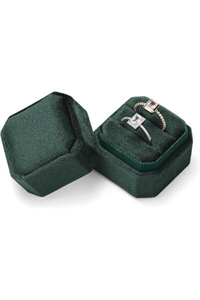GENERAL Sightor Velvet Ring Box Octagon Jewelry Box Wedding Ring Box 2 Slots ...