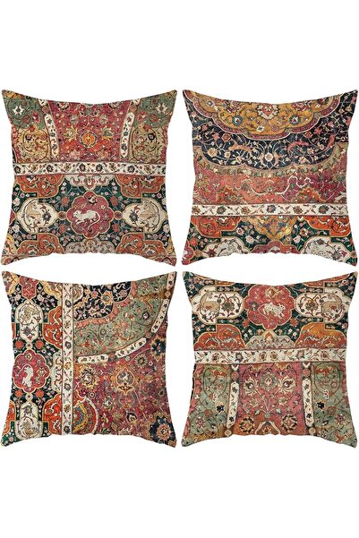 GENERAL Boho Square Cushion Covers 45×45cm for Sofa,Linen,Set of 4 | Hidden Z...