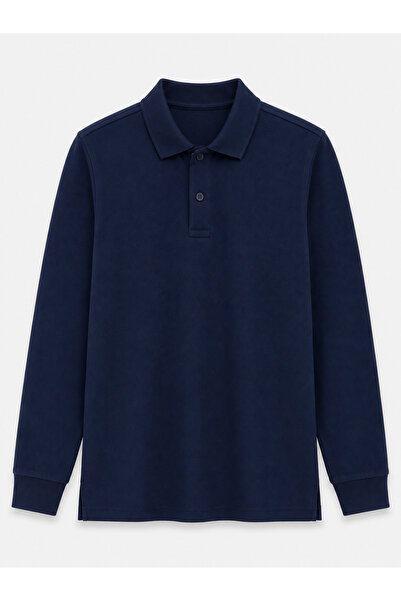 ROZELT Dark Navy Blue Long Sleeve Polo Collar Lakos School T-Shirt R.O.Z.K.U....
