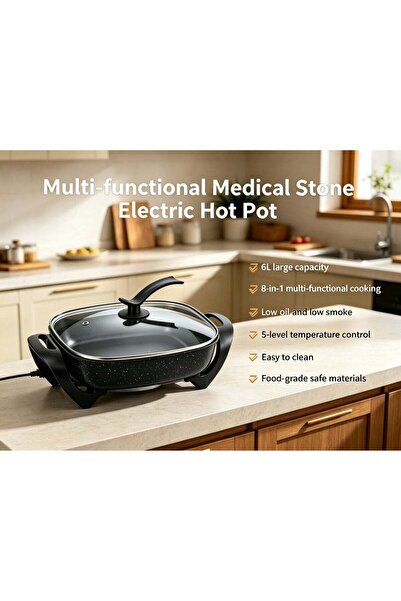 Generic 6L large-capacity multi-functional medical stone electric hot pot, 8-...