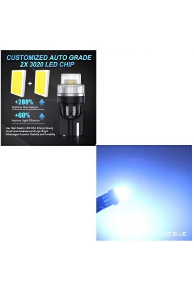 II ( 2 X ADET ) 1 TAKIM BOTTOMLESS BULB 12V SPECIAL SERIES T10 ICE BLUE (ÖZEL SERİ DİPSİZ AMPUL BUZ MAVİ)