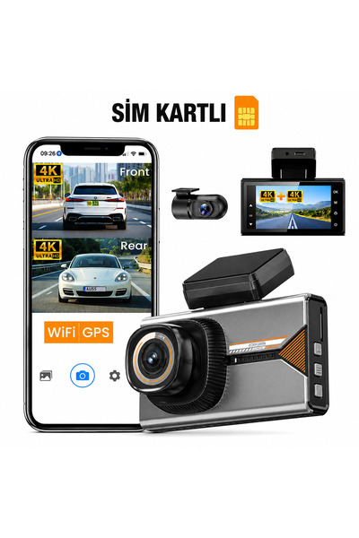 qasul 4G SIM Kartlı 2K Çift Araç Kamerası – WiFi, GPS, Uzaktan Canlı İzleme, ...