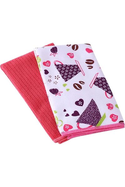 Lawazim Kitchen Wipers - 2 Piece, 40x48cm, Lint-Free, Highly Absorbent Microf...