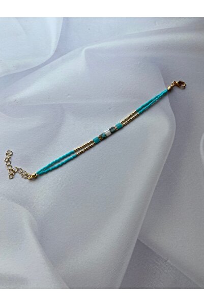 Burçin Örbük Accessory Turkuaz Miyuki Delica & Tila Çift Sıra Bileklik