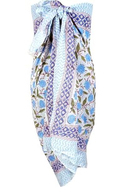 Generic 100% Cotton Block Print Sarong - Women's Swimsuit Wrap Cover-Up, Long...