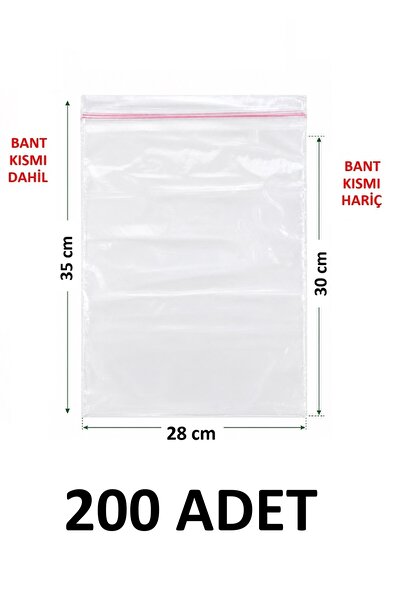 MTKardeşler 200 Pieces 28X30 +5 cm Transparent Nylon Bags with Polyethylene T...