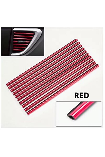 II ( 10 X ADET ) 1 SET 20CM KIRMIZI ARAÇ KALORİFER&KLİMA ÇIKIŞ IZGARA DEKORASYON ŞERİT&KAPI KENAR KORUYUCU