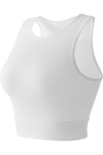 women’s fitness wear بلوزة نسائية مضلعة بدون أكمام - حمالة صدر رياضية لليوغا ...