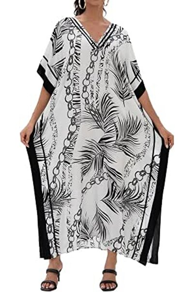 GENERAL Women Caftan Roomy Loungewear Nightgown Beach Dress Cover Ups Robe Sa...