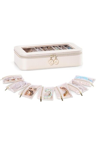 Lolalet 8 in 1 Travel Jewelry Case with Velvet Pouches, Clear Window Travel J...
