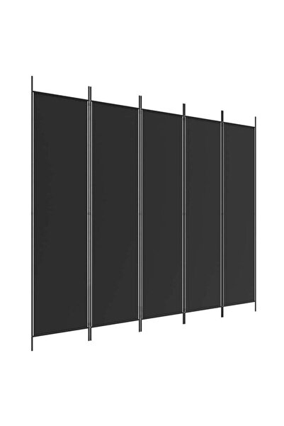 vidaxl Paravan cu 5 panouri, negru, 250 x 200 cm, textil