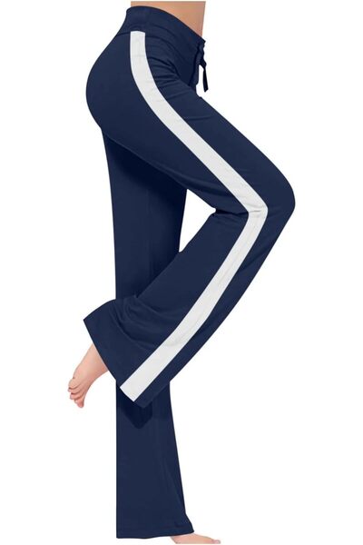 GENERAL Yoga Pants Women Side Striped High Waist Wide Leg Pants Athletic Casu...