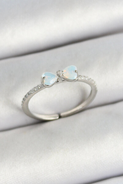 SORA GROUP Silver Color Adjustable Women's Ring with Brass Bow Figure and Zir...