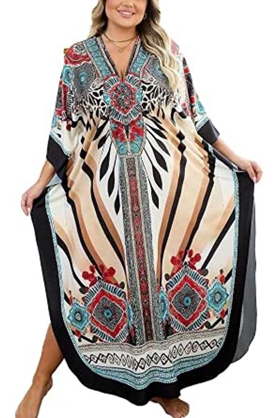 YouKD Women's Long Kaftan Maxi Bohemian Dress Beach Coverup Robe Roomy Kimono...