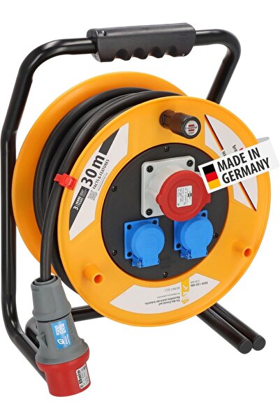 Brennenstuhl Brobusta Serisi IP44 Lisanslı Suya Dayanıklı CEE 1 + 2 Soketli 30 Metre Makaralı Kablo