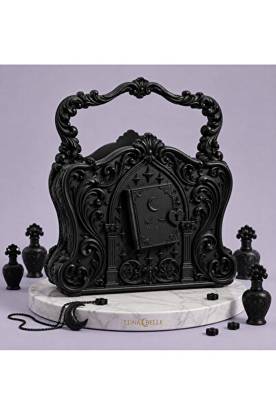 Verda Desing Τρισδιάστατη εκτύπωση Gothic Goth Magic Book Μαύρη τσάντα χειρός...