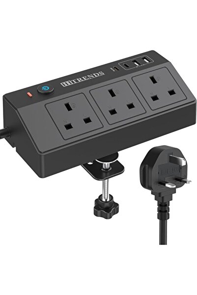 HITRENDS مقبس طاقة مكتبي مع منفذ USB C PD20W، شريط طاقة بثلاثة مقابس و4 منافذ...