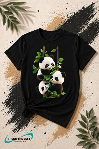 TREND THE BEST Trendin En İyisi Summer Triple Sweet Panda Printed Unisex Girl...