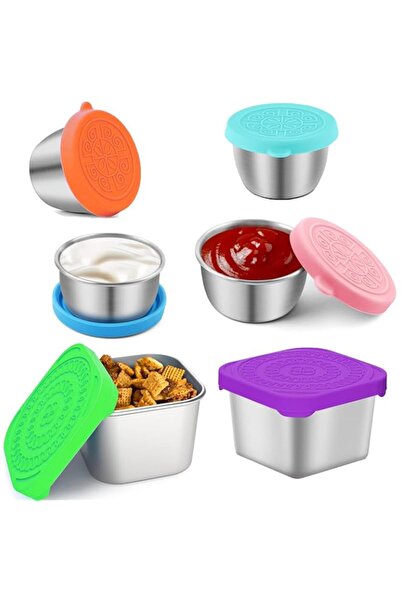 Generic Steel Food Container, 6 Pack 50ml 180ml Kids Snack Box Easy Open Leak...