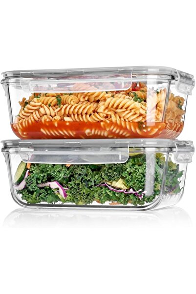 Generic 2Pack 1860ml/63oz Large Glass Food Storage Containers with Lids | Mea...
