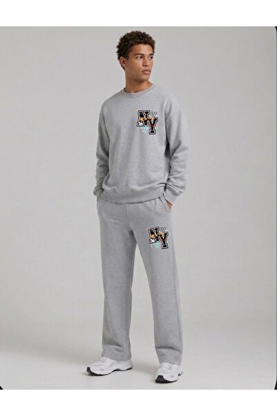 FUFLUNS Ny Bear Printed Men's Tube-Cut Collar Bottom/Up Trouser Track Suit