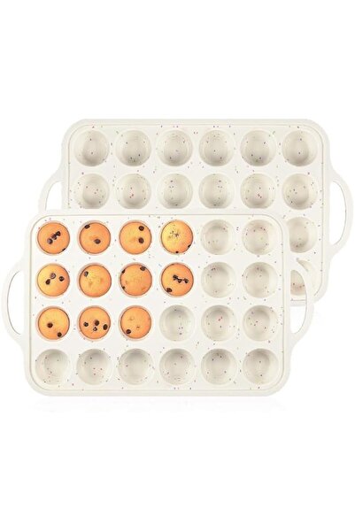 Generic 2 Pack Mini Muffin Pan with Steel Reinforced Frame, 24-Cup Nonstick S...