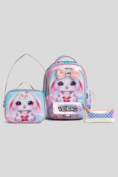 VEIBAG Candy Series Primary School Backpack Set - 3-Piece School Bag Set with...