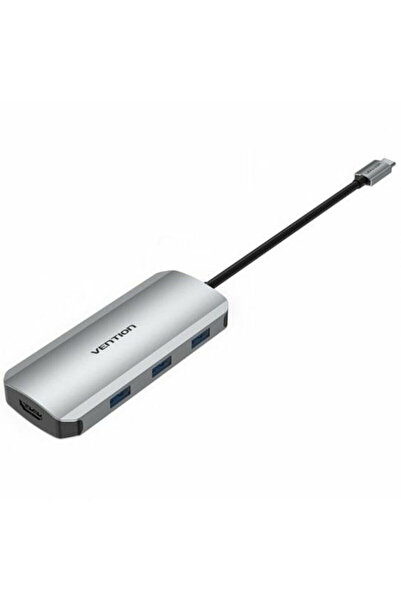 Vention Σταθμός σύνδεσης USB-C με 4K, PD, Ethernet, Γκρι (TOJHB)