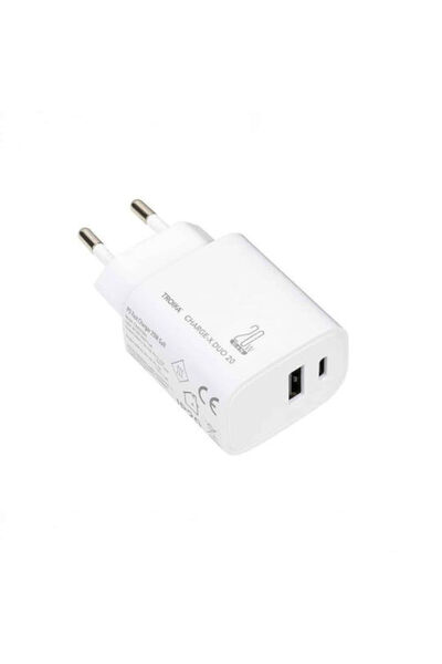 Troika Φορτιστής GaN με θύρα USB-A και θύρα USB-C και καλώδιο USB-C 20W Power...