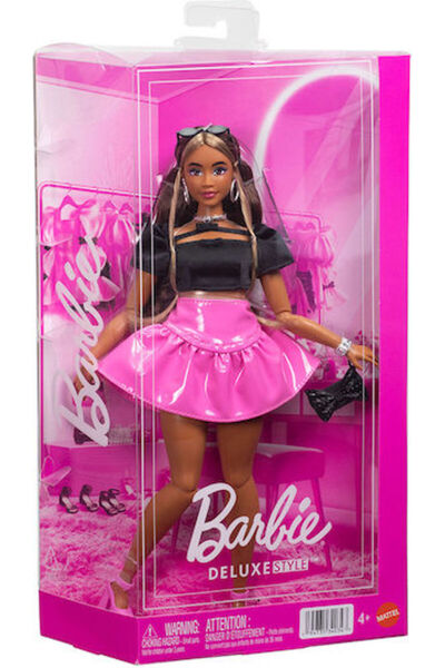 Barbie Κούκλα Μόδας Πολυτελούς Στυλ με Μαύρη & Ροζ Φούστα από Βινύλιο, για 3+...