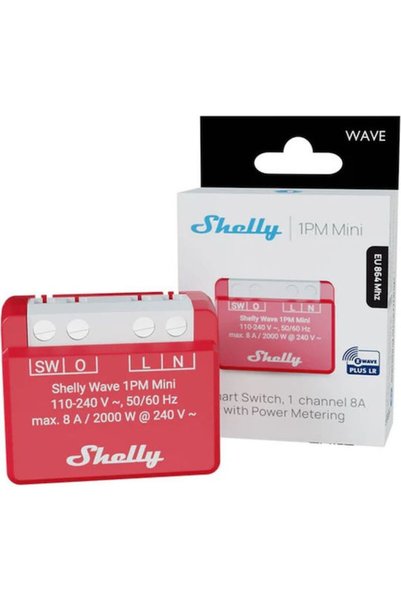 Shelly Wave 1PM Mini LR Έξυπνος Διακόπτης 1 Κανάλι Wi-Fi Z-Wave & RF 8A