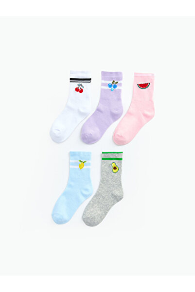 LC Waikiki Sparkling Choices Fruit Embroidered Girls' Socks 5-Piece from Shin...