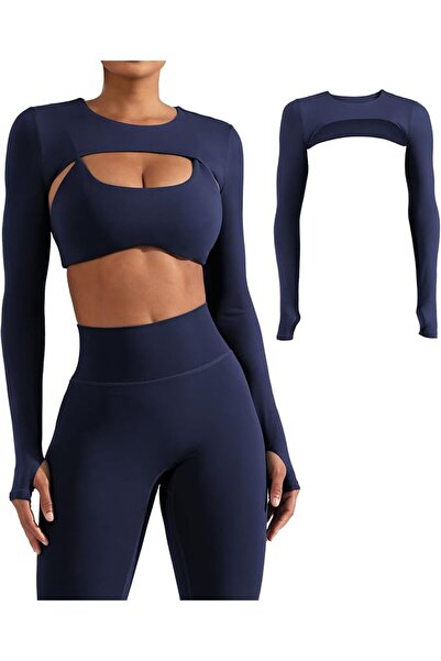 GENERAL YEOREO Women Crop Top Long Sleeve Bolero Open Front Workout Cropped S...