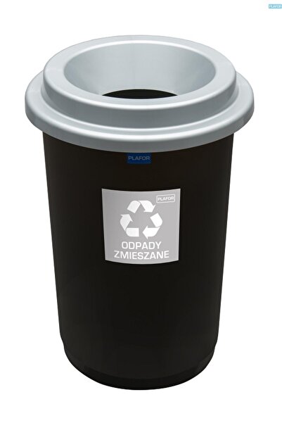 PLAFOR Plastic Recycling Bin, 50L Capacity, - Black With Silver Lid - Others