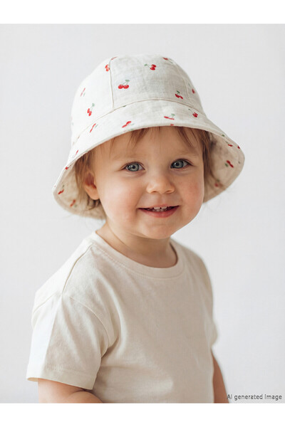 LC Waikiki Trendlucky Cherry Printed Baby Girl Bucket Hat with Difference in ...