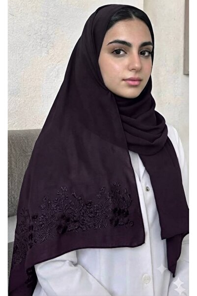Veil Designer طرحة بوال موف عتيق تطريز من الطرفين وردو اغصان اسود قماش ياباني...