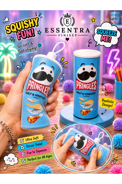 vinisep Squishy Oyuncak – Yumuşak Sıkılabilir Stres Oyuncağı Mavi Cips Kutusu...