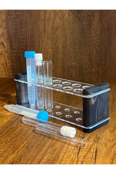 Alp in Alpes 12'li Deney Tüpü Standı 16 mm Tüp ve 15 mL Falkon Uyumlu Ahşap P...