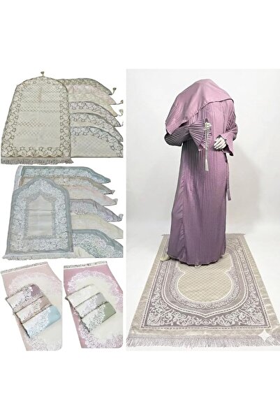 Generic Luxury Pliseh Prayer Set with Carpet, Soft Cotton, Free Size, Islamic...