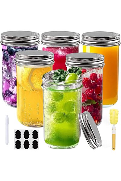 Home Zone 12-Pack 8 oz Mason Jars with Lids, Wide Mouth Leak-Proof Airtight L...