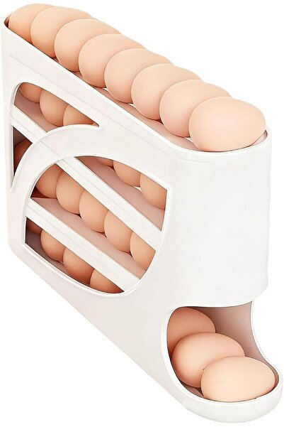 SYOSI 4-Tier Auto Rolling Egg Holder for Fridge, Space-Saving Egg Dispenser a...